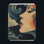 Imán Louise magnet flexible<br><div class="desc">Elle s'appelle Louise. Elle souffle et le monde tourne. Portrait graphique puissant d'une femme des années 30, inspiré de l'esthétique Art Déco. Lignes épurées, couleurs profondes bleu nuit et terracotta, une féminité affirmée et mystérieuse. Her name is Louise. She breathes, and the world turns. A powerful graphic portrait of a...</div>