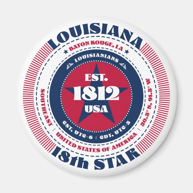 Imán Louisiana Circle Typography Souvenir Magnet (Frente)