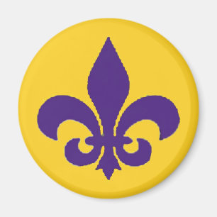 Imán Louisiana Fleur de Lis Purple Gold Magnet