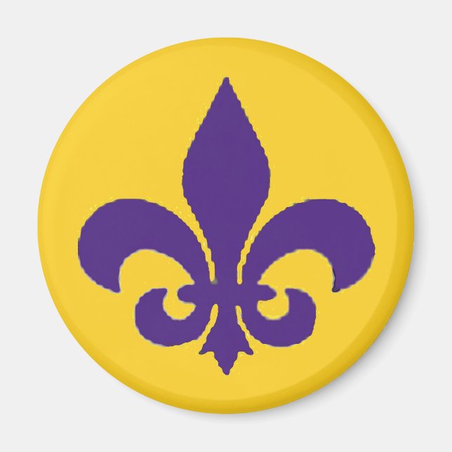 Imán Louisiana Fleur de Lis Purple Gold Magnet (Frente)