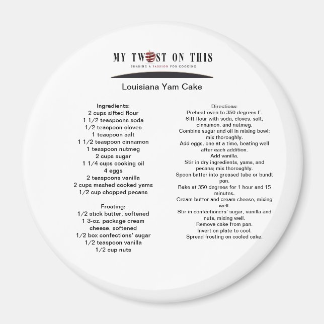 Imán Louisiana Yam Cake (Frente)