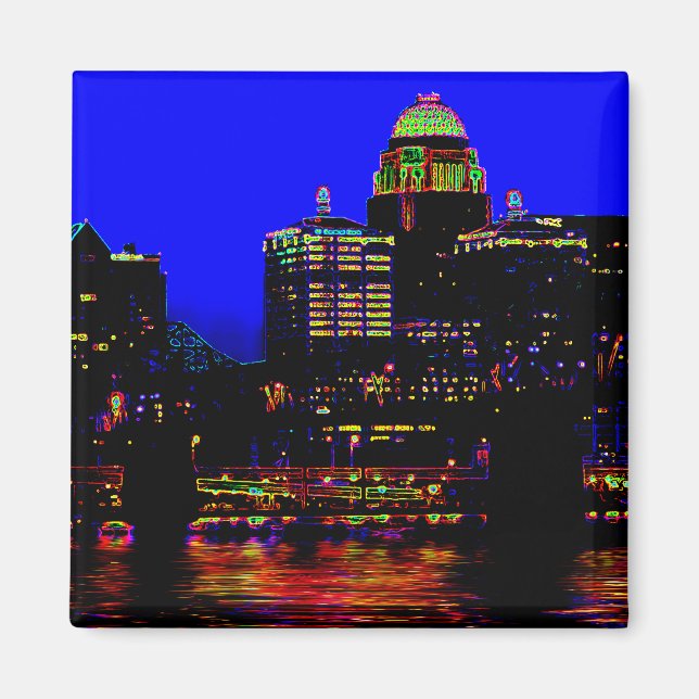 Imán Louisville Neon Skyline Magnet (Frente)