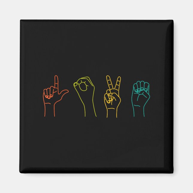Imán Love Asl Sign Language Alphabet Valentines Day  (Frente)