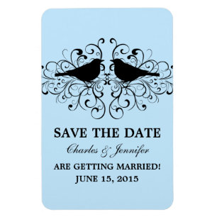 Imán Love Bird Swirls Save the Date Magnet, Blue
