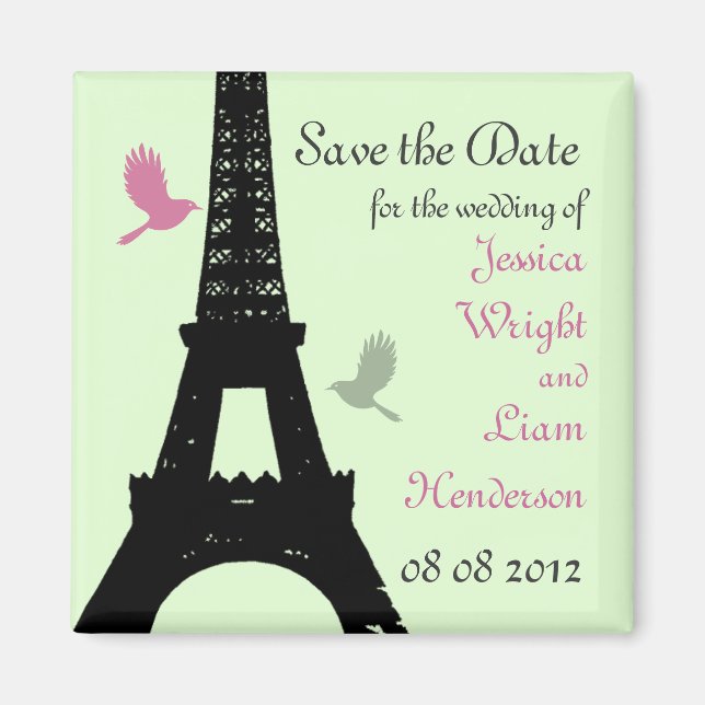 Imán Love Birds Save the Date (green) (Frente)