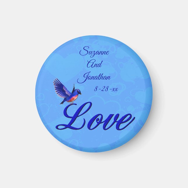 Imán Love Bluebird Personalized Wedding  (Frente)