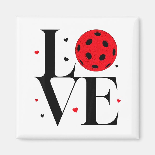 Imán Love Ckleball Valentines Day Cute Red Heart  (Frente)