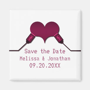 Imán Love Connection USB Save the Date Magnet, Fuchsia