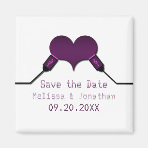 Imán Love Connection USB Save the Date Magnet, Purple