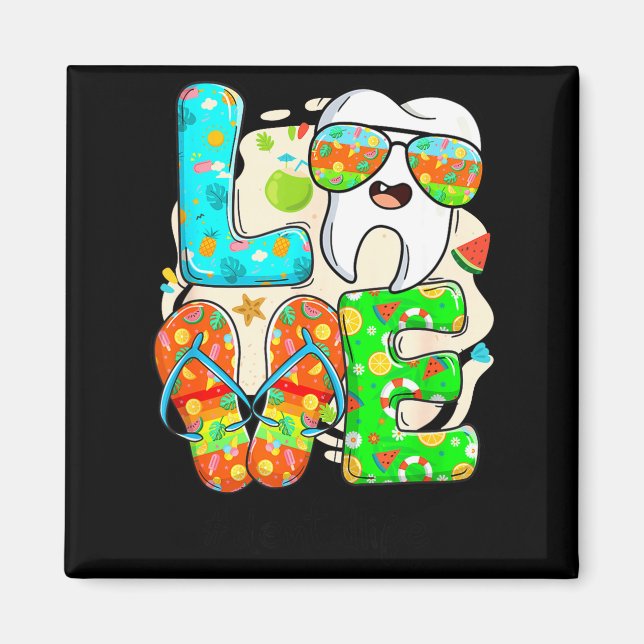 Imán Love Dental Life Cute Tooth Flip Flops Summer Dent (Frente)