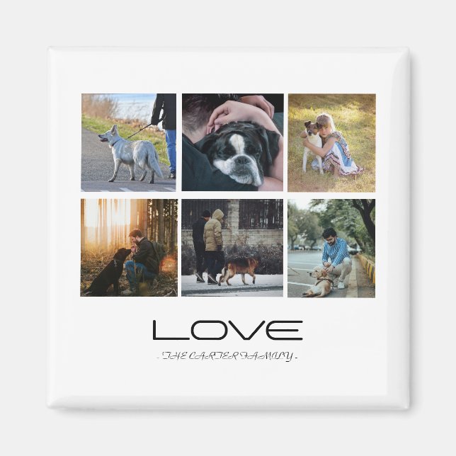 Imán Love Dog Family Portrait Collage Design (Frente)