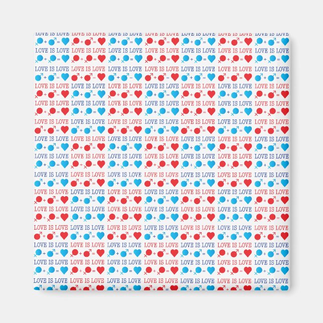 Imán LOVE es la frase LOVE en rojo y azul (Frente)