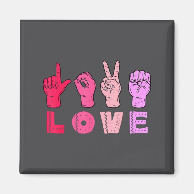 Imán Love Hand Sign Language Asl Valentines Day Men Wom (Frente)