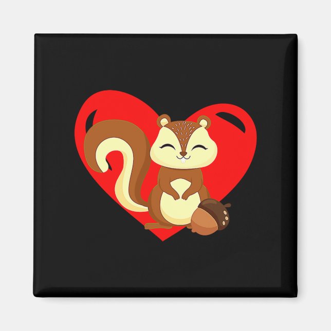 Imán Love Heart Graphic Valentines Day Squirrel Boys K  (Frente)