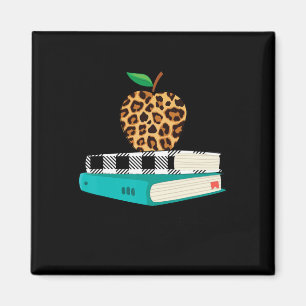 Imán Love Inspire Leopard Print Apple Teacher Funny Gif