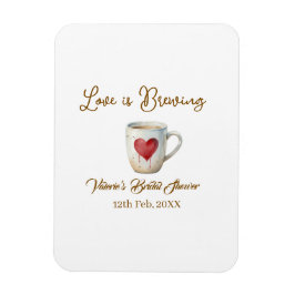 Imán Love is Brewing white coffee mug heart bridal show