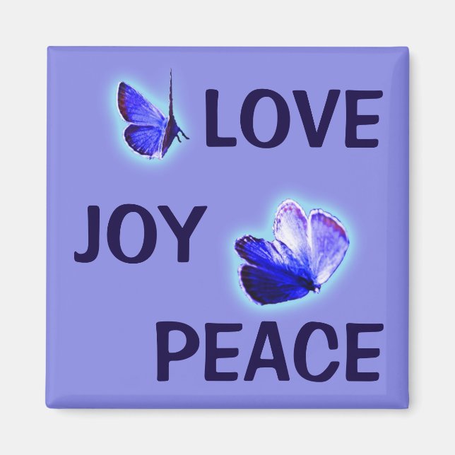 Imán Love Joy Peace Purple Butterflies (Frente)