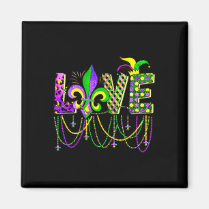 Imán Love Mardi Gras Beads For Women Funny Carnival Par