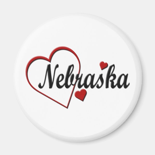 Imán Love Nebraska Hearts (Frente)