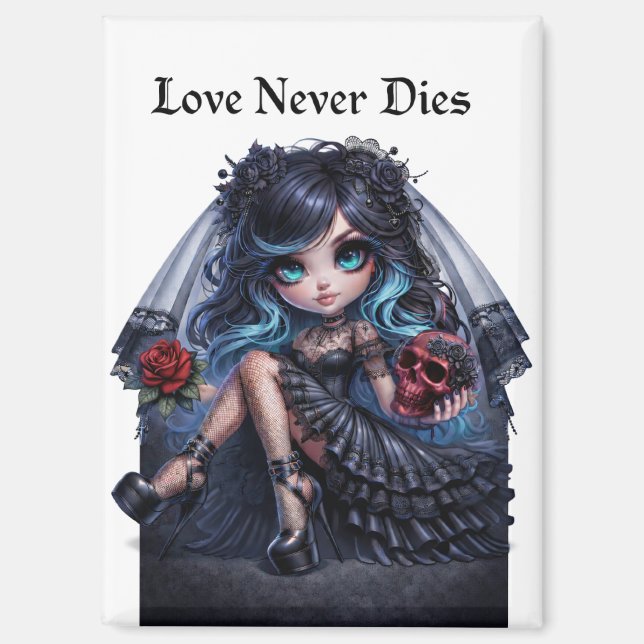 Imán Love Never Dies Gothic Bride Magnet – Dark Romance (Anverso)