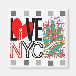 Imán Love NYC y Live In NYC Square Magnet