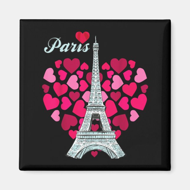 Imán Love Paris Heart Eiffel Tower Souvenir France Fren (Frente)