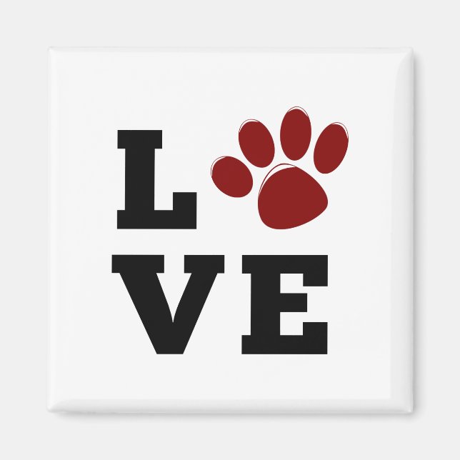 Imán Love Paw Print Animal Lover Dog Lover (Frente)
