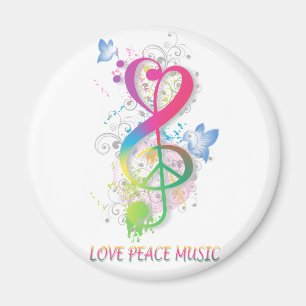 Imán Love Peace Music Splatter swift flores pájaros