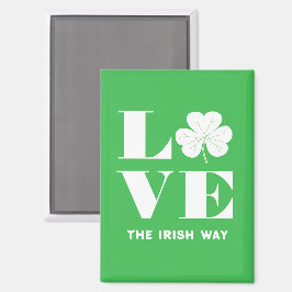 Imán Love Shamrock Clover Irlanda Personalizado blanco 