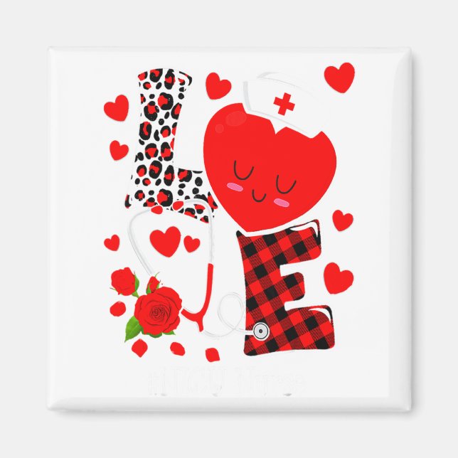 Imán Love Stethoscope Heart Nicu Nurse Valentines Day  (Frente)