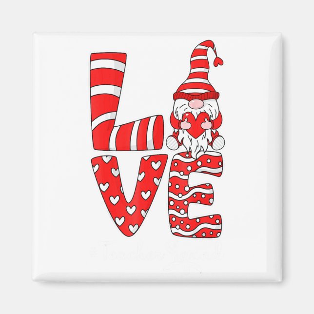 Imán Love Teacher Squad Gnome Hearts Valentines Gnome T (Frente)