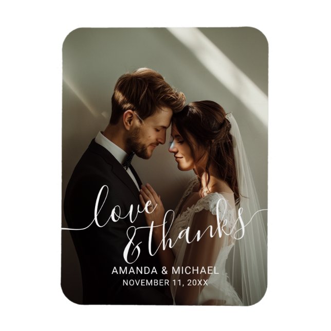 Imán 'Love & Thanks' Custom Photo Wedding Favor (Vertical)
