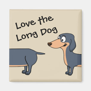 Imán Love the Long Dog - Dachshund 2 Inch Square Magnet