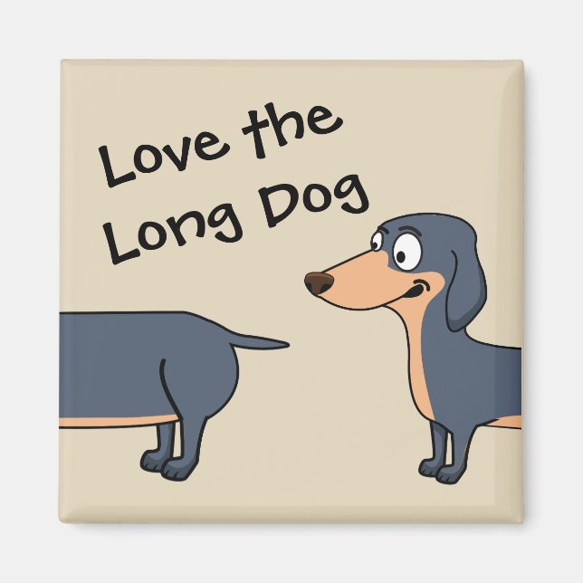 Imán Love the Long Dog - Dachshund 2 Inch Square Magnet (Frente)