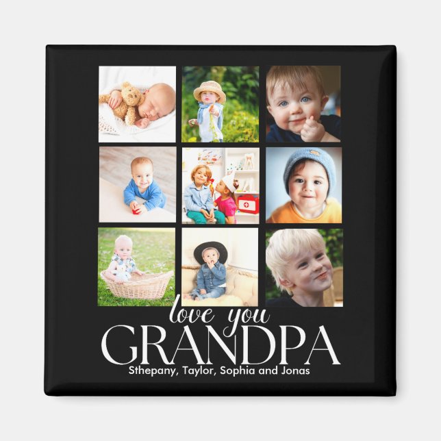 Imán Love You Grandpa Beautiful Collage 9 Photos  (Frente)