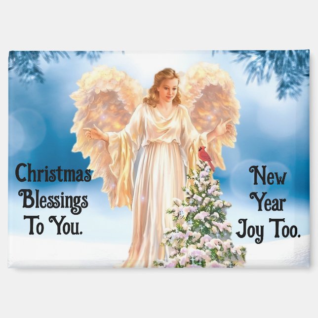 Imán Lovely Angel With Tree Christmas Magnet (Anverso)