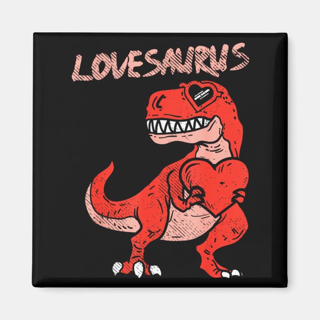 Imán Lovesaurus Trex Dinosaur Heart Cute Valentines Day (Frente)