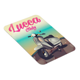 Imán Lucca Italia Cartel de Afiches de viaje de Scooter