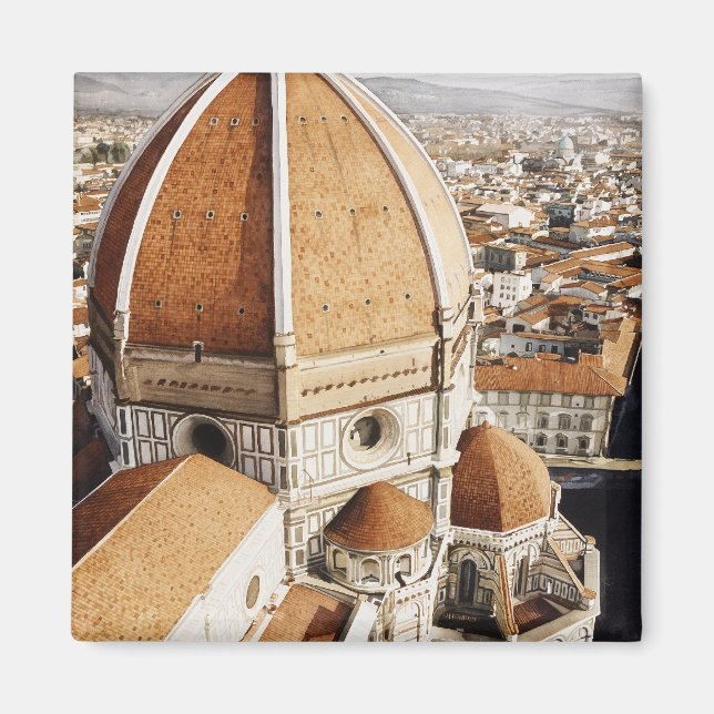 Imán "Luce di Firenze" La acuarela del Duomo Italia (Frente)