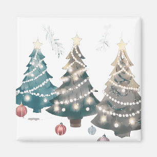 Imán Luces Blancas Árboles de Navidad Decorados