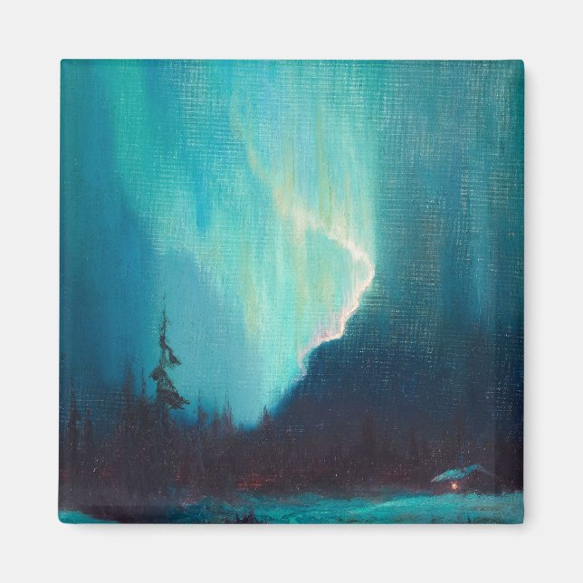 Imán Luces boreales, Juneau, Alaska por Sydney Laurence (Frente)