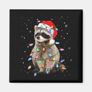Imán Luces de árbol de Navidad de mapache lindo pijama 