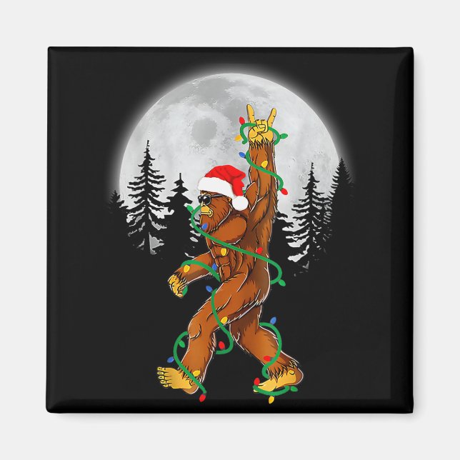 Imán Luces de árbol de Navidad de Papá Noel Bigfoot Div (Frente)