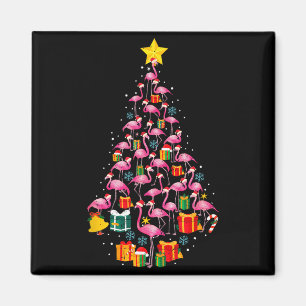 Imán Luces De árbol De Navidad Feliz Flamingo Santa Muj