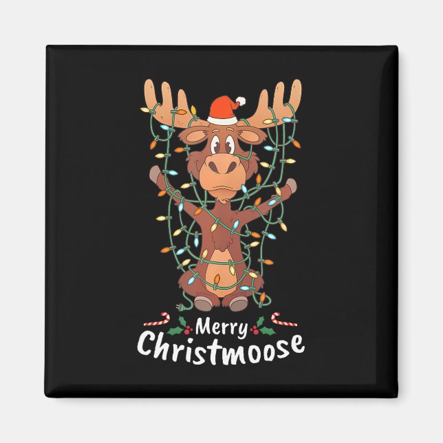 Imán Luces de árbol de Navidad Merry Christmoose Christ (Frente)
