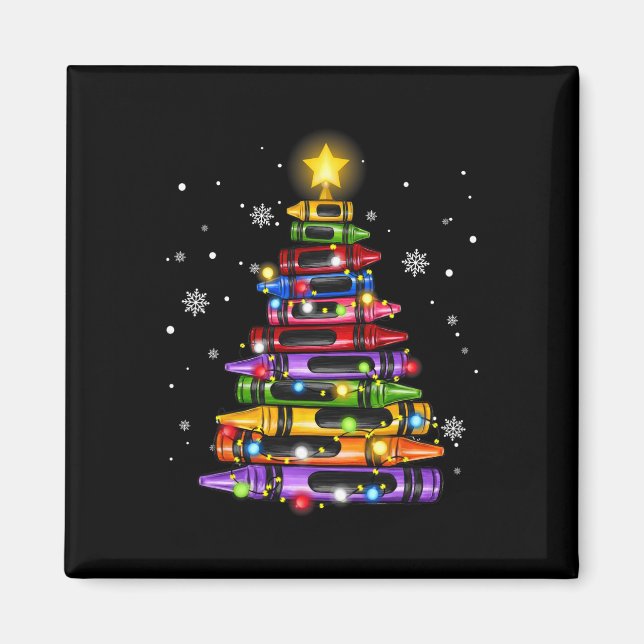 Imán Luces de árbol de Navidad para crayones de maestro (Frente)