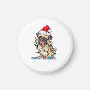 Imán Luces de árbol de Navidad Pug Santa Perro Regalos