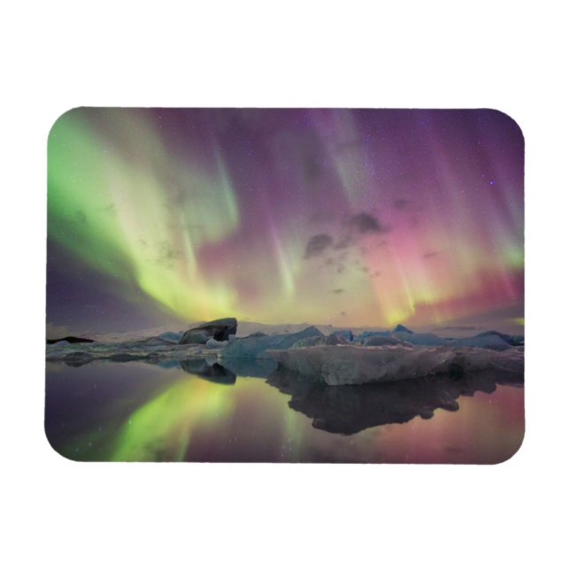 Imán Luces de aurora reflejadas en laguna (Horizontal)