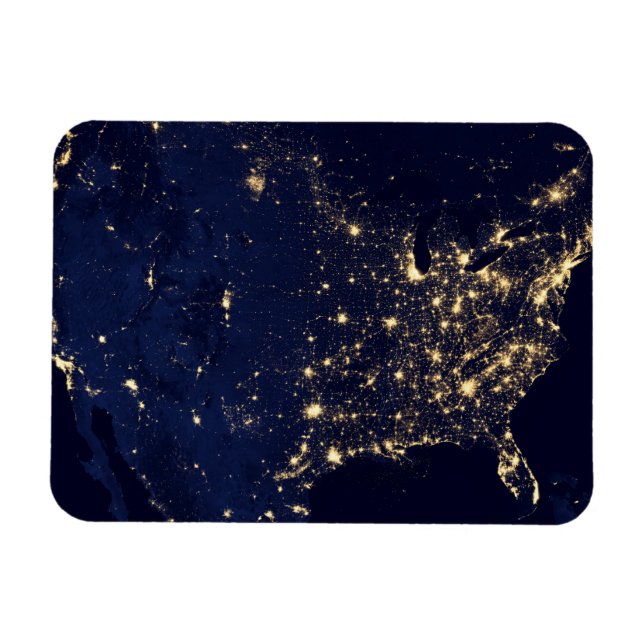 Imán Luces De La Ciudad De Estados Unidos De Noche. (Horizontal)