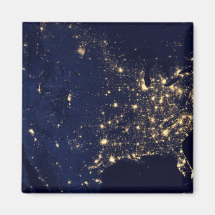 Imán Luces De La Ciudad De Estados Unidos De Noche.